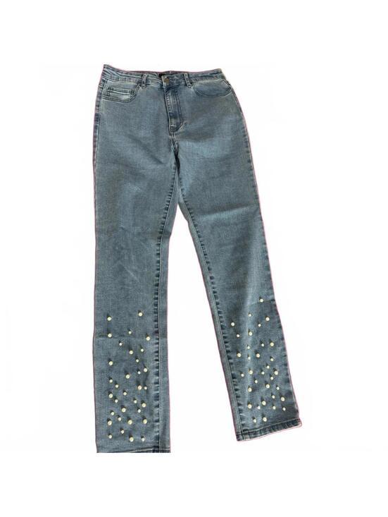 Forever 21 Denim - Forever 21 High Waisted Skinny Jeans Light Wash Pearl Embellished Size 28